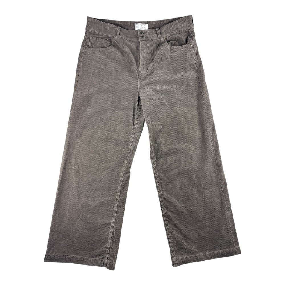 Gap High Stride Wide Leg Corduroy Pants Basic Brown Womens 18R 34 High Rise